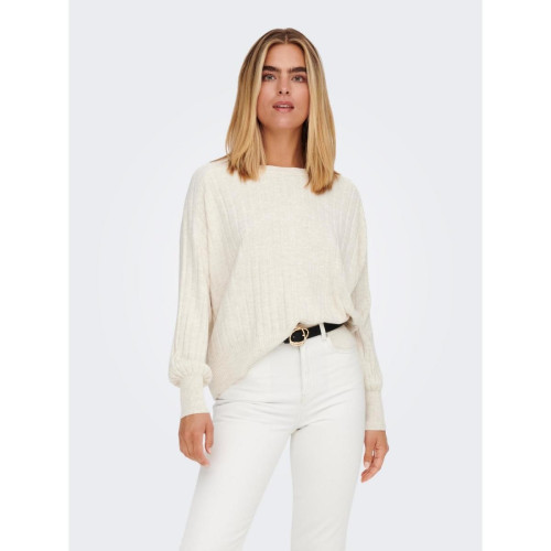Only - Pull en maille Col rond Manches longues beige Kai - Pull, Gilet femme