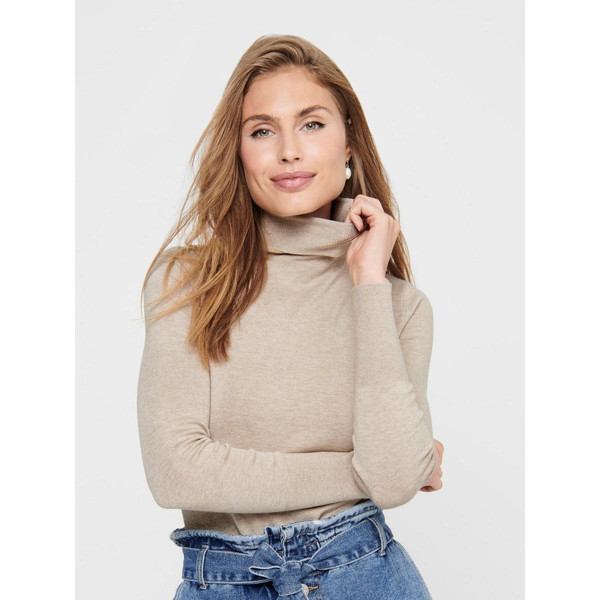 Pull en maille Col tortue Manches longues blanc beige Only Mode femme