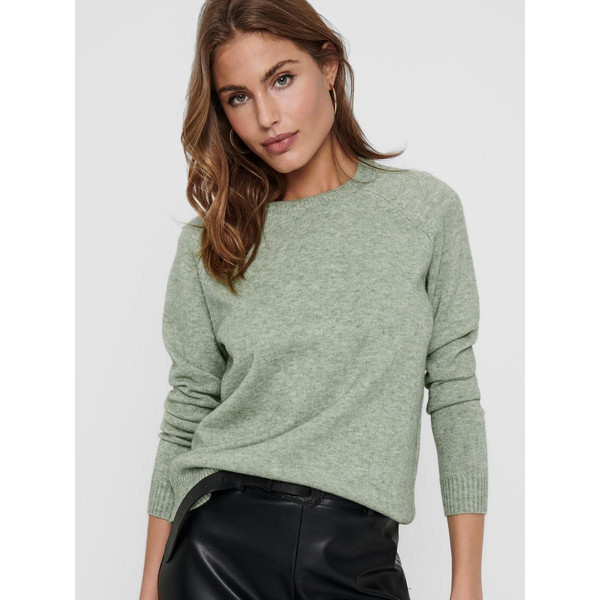 Pull en maille Col rond Manches longues bleu vert Only Mode femme