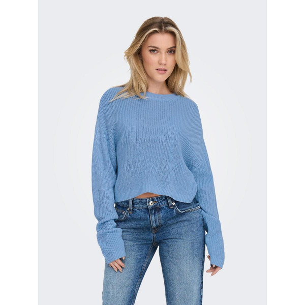 Pull en maille Col rond Manches longues bleu Elise Only Mode femme
