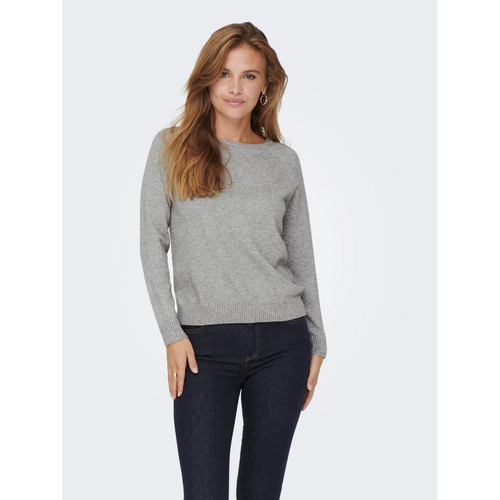 Only - Pull en maille Col rond Manches longues gris Nina - Tendance maille