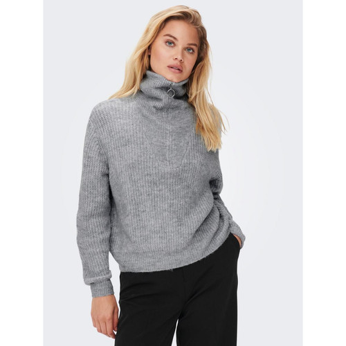 Pull en maille Col haut Manches longues gris Only Mode femme