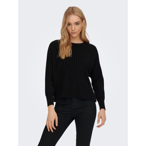 Only - Pull en maille Col rond Manches longues noir Gigi - Pull femme