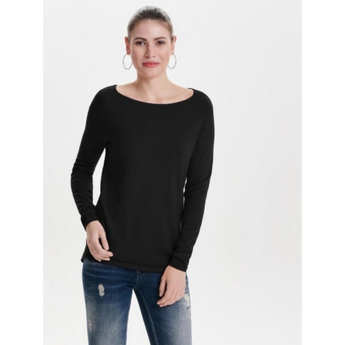 Pull en maille Col rond Manches longues Long noir Only Mode femme