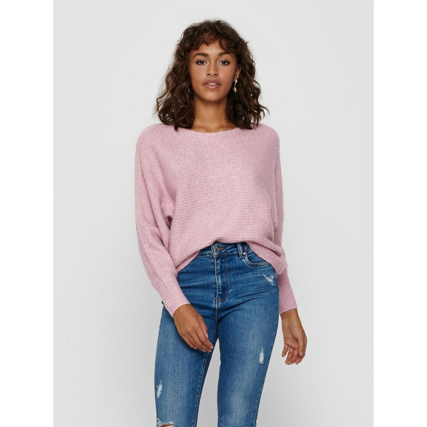 Pull en maille Col rond Manches longues rose Zoé Only Mode femme