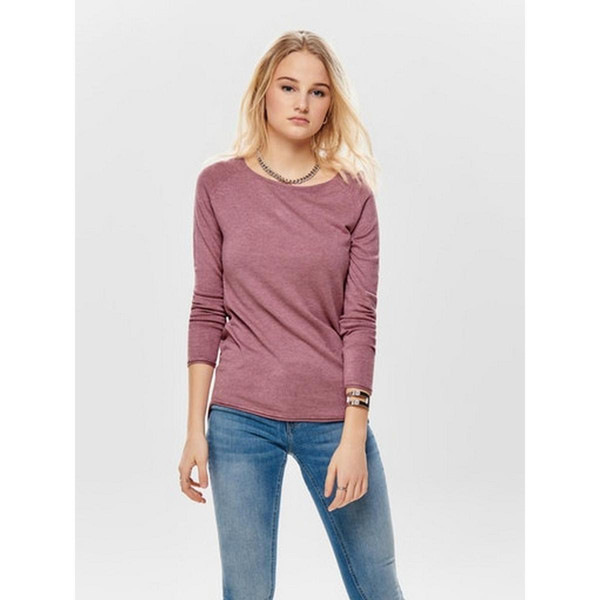 Pull en maille Col rond Manches longues Long rose Louise Only Mode femme