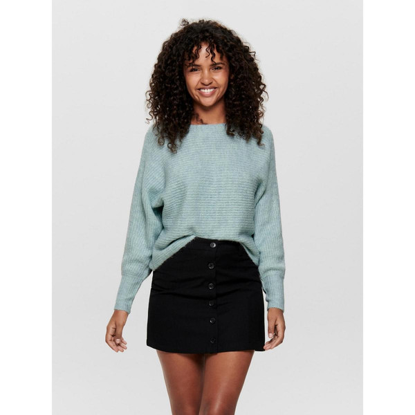 Pull en maille Col rond Manches longues vert bleu Only Mode femme