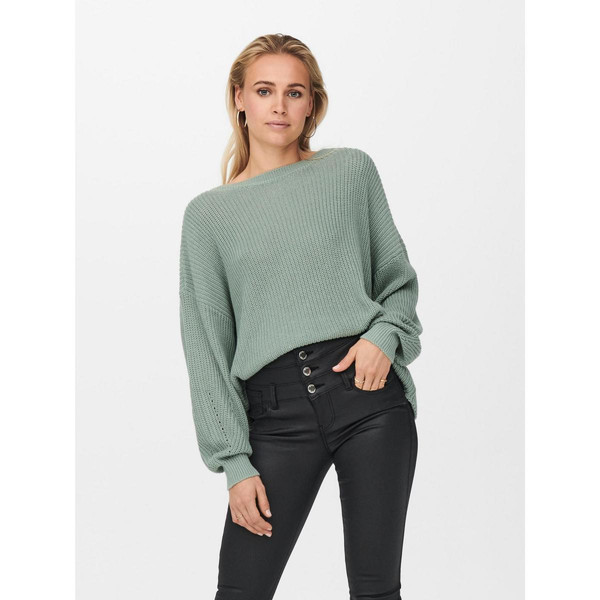 Pull en maille Col bateau Manches longues vert Xia Only Mode femme