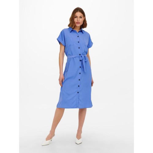 Only - Robe chemise Manches courtes Au-dessus du genou Poignets repliés bleu Xia - Vetements femme