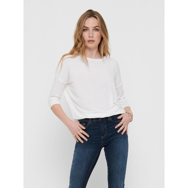 Top Col rond Manches 3/4 blanc Only Mode femme