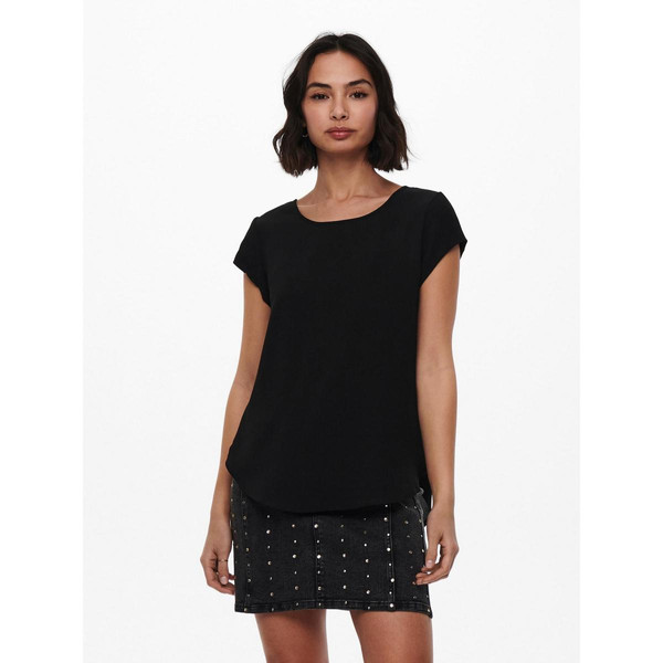 Top Col rond Manches courtes noir Amy Only Mode femme