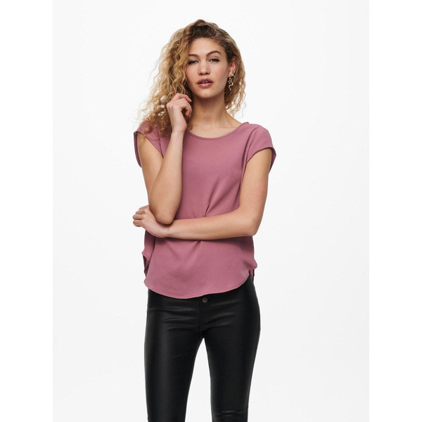 Top Col rond Manches courtes rose June Only Mode femme