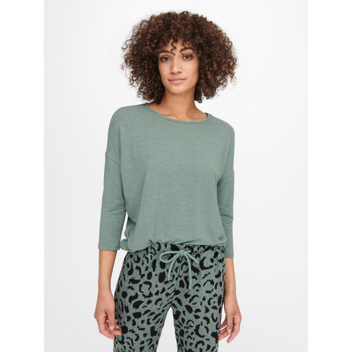 Only - Top Col rond Manches 3/4 vert Sia - Blouse femme