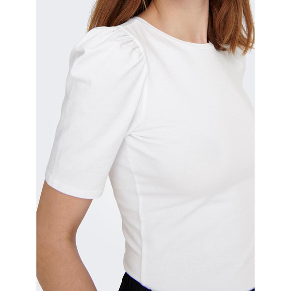 Top Col rond Manches 2/4 blanc en coton Only
