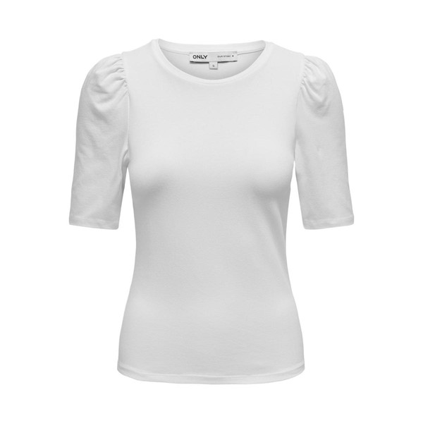 Top Col rond Manches 2/4 blanc en coton Only Mode femme
