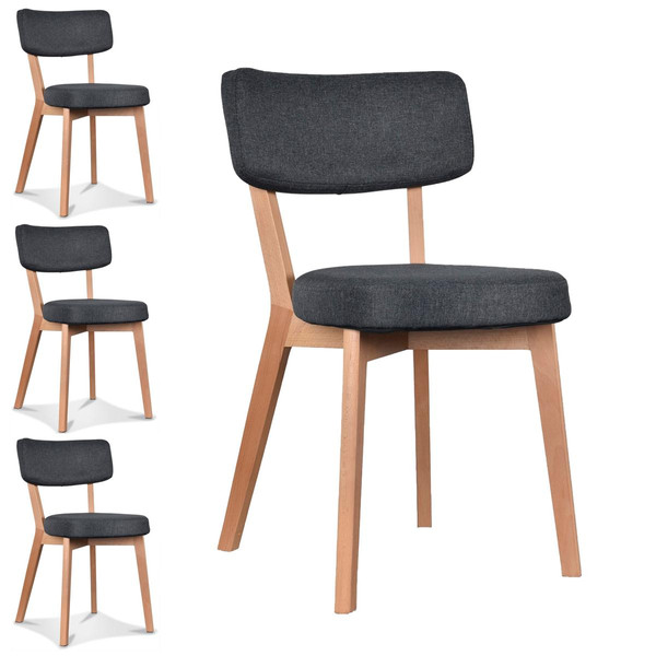 Chaise en bois et Tissu Noir Noir 3S. x Home Meuble & Déco