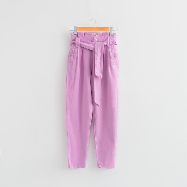 Jean carotte lila violet en coton Outside In Mode femme