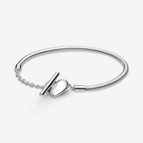 Pandora - Bracelet Maille Serpent fermoir en T Cœur Pandora Moments - Argent - Sélection  Fête des Mères Mode femme