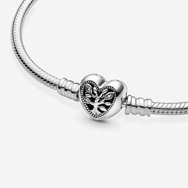 Bracelet Maille Serpent Fermoir Cœur Arbre de Vie Fête des mères - Argent Bijoux