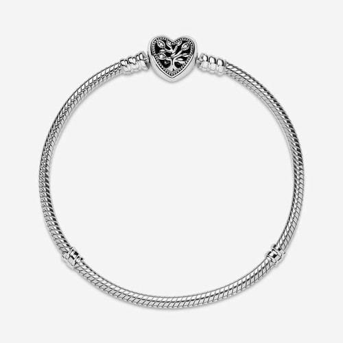 Bracelet Maille Serpent Fermoir Cœur Arbre de Vie Fête des mères - Argent Pandora