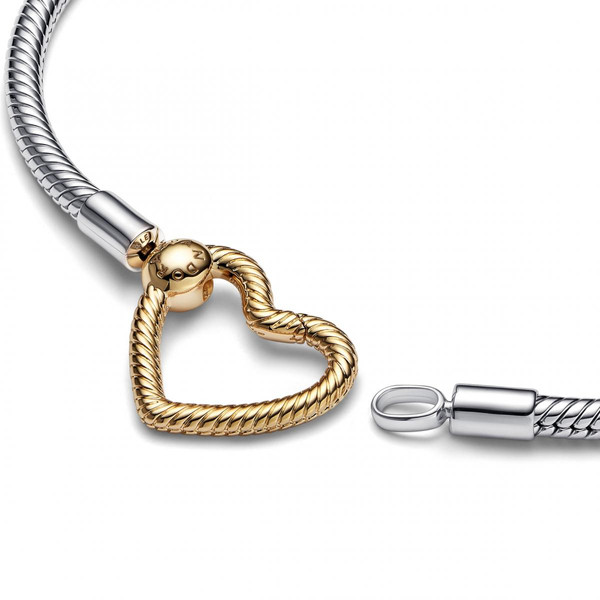Bracelet Maille Serpent avec Fermoir Cœur en Métal doré à l'or rose fin 585/1000 Pandora Moments  Pandora