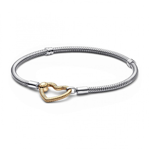 Pandora - Bracelet Maille Serpent avec Fermoir Cœur en Métal doré à l'or rose fin 585/1000 Pandora Moments  - Bracelet pandora