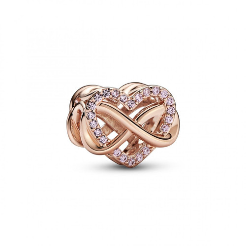 Pandora - Charm Clip Pendant en métal doré à l'or rose fin 585/1000 Cœurs de l'Infini Scintillants - Charms