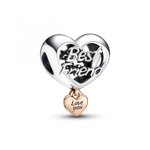 Pandora - Charm Cœur en Métal doré à l'or rose fin 585/1000 Love You Best Friend - Charms