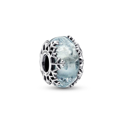 Pandora - Charm Murano Flocon de Neige Bleu Hivernal Pandora Moments  - Cadeau accessoires femme Noel