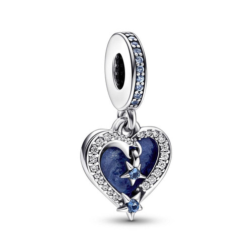 Charm Pendant Pandora Moments - Double Cœur et Étoiles Filantes Célestes  Bleu Pandora Mode femme