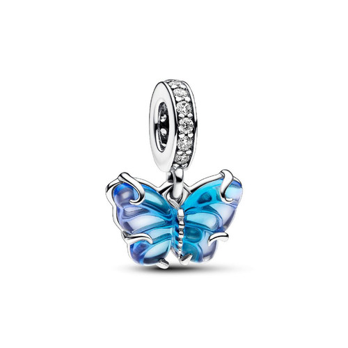 Charm Pendant Papillon Murano Bleu Bleu Pandora Mode femme