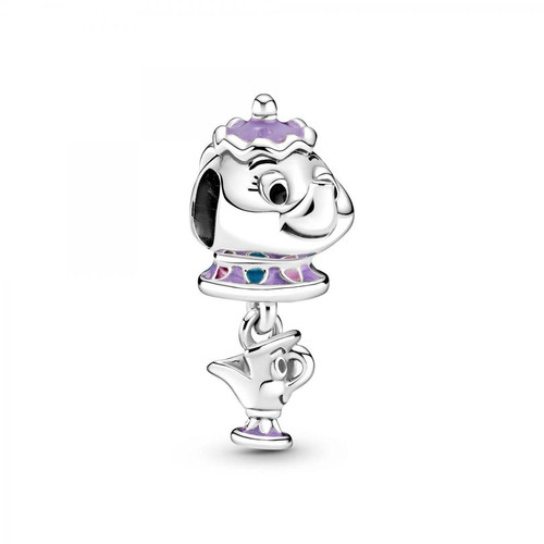 Pandora - Charm Disney x Pandora Madame Samovar et Zip de la Belle et la Bête - Argent - Sélection cadeau de Noël pour femme