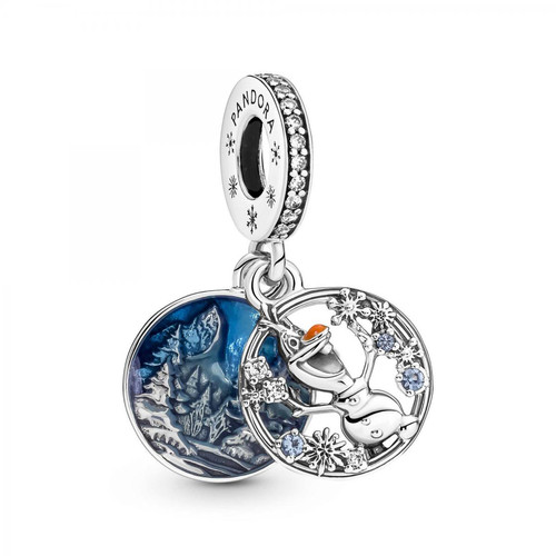 Pandora - Charm double pendant Disney x Pandora Olaf de La Reine des Neiges - Argent - Cadeau accessoires femme Noel