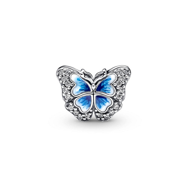 Charm Pandora Moments Papillon bleu double face - Argent 925/1000ᵉ Pandora