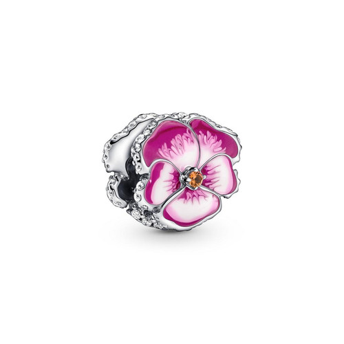 Pandora - Charm Pandora Moments floral Rose avec cristaux scintillants - Argent 925/1000ᵉ - Charm pandora