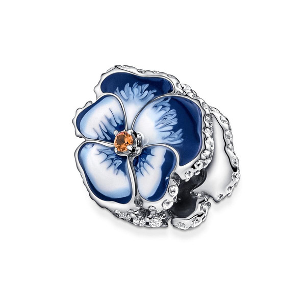 Charm Pandora Moments floral bleue avec cristaux scintillants - Argent 925/1000ᵉ Bijoux