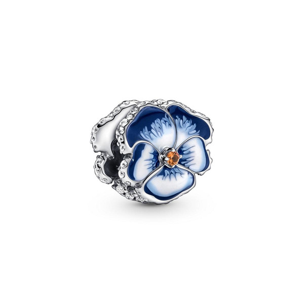 Charm Pandora Moments floral bleue avec cristaux scintillants - Argent 925/1000ᵉ Bleu Pandora Mode femme