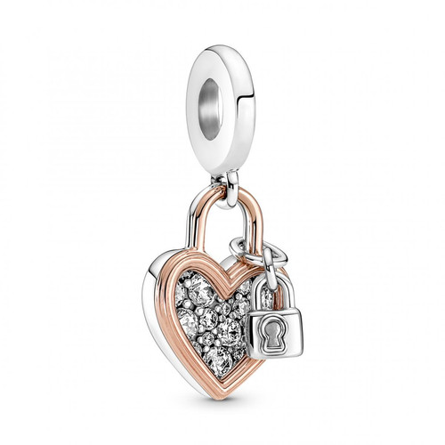 Pandora - Charm pendant Pandora moments Coeur & mini cadenas - Rose gold - Pandora Bijoux Charms