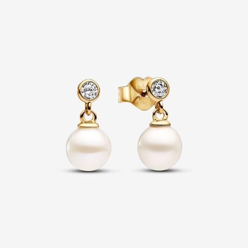 Boucles d'oreilles femme métal doré à l'or fin avec perle et zircone Pandora Timeless Blanc Pandora Mode femme
