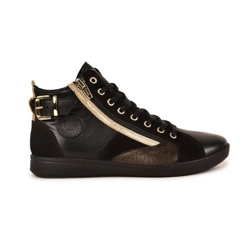 Pataugas - Baskets mid femme noir/doré en cuir - Les chaussures Pataugas