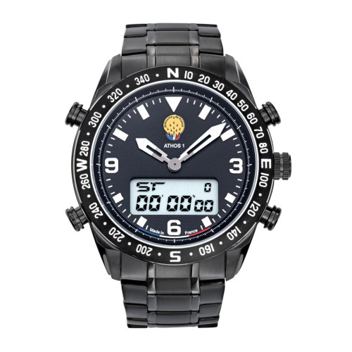 Patrouille de France Montres - Montre pour homme 668121 avec bracelet en acier noir - Montre chronographe