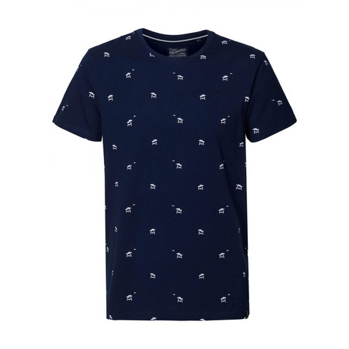 Petrol - T-shirt bleu avec motifs Homme  - T-shirt / Polo homme