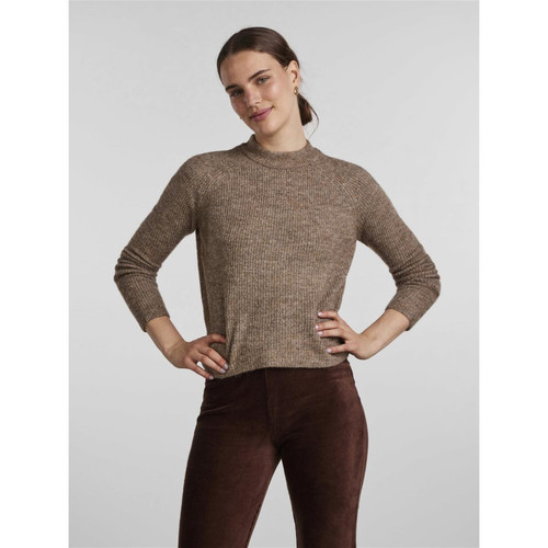 Pieces - Pull en maille marron Amy - Pull femme