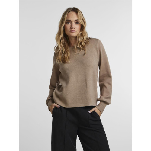 Pieces - Pull en maille marron - Pull femme