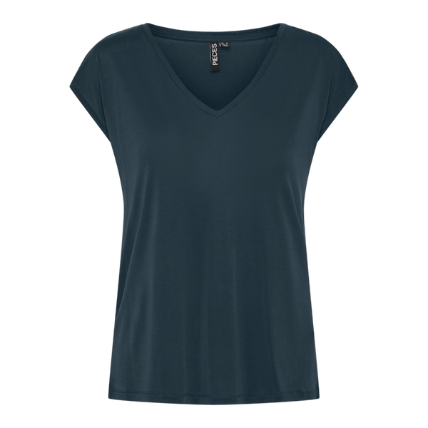 T-shirt comfort fit manches courtes bleu en viscose Vale Pieces Mode femme