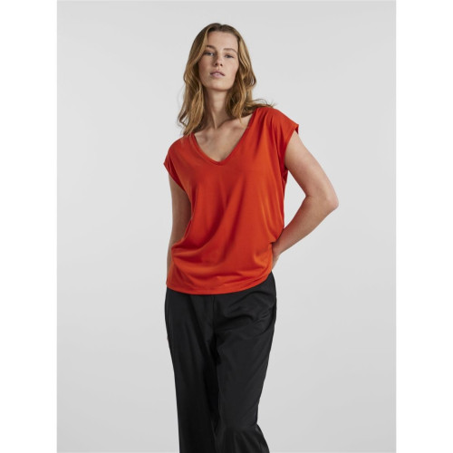 Pieces - T-shirt comfort fit manches courtes orange - T-shirt manches courtes femme