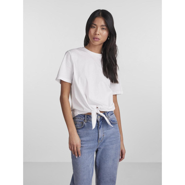 T-shirt loose fit manches courtes blanc en coton Pieces Mode femme