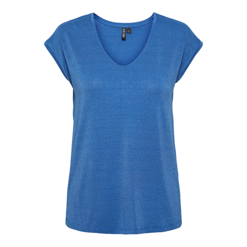 Pieces - T-shirt loose fit manches courtes bleu - T-shirt manches courtes femme