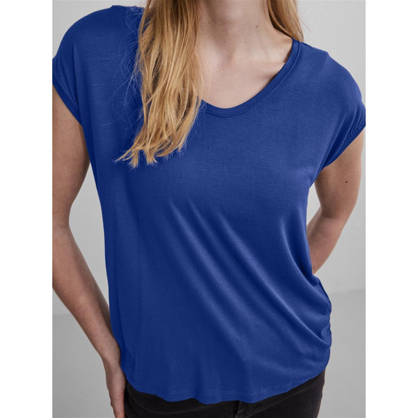 T-shirt loose fit manches courtes bleu en viscose Kai Pieces