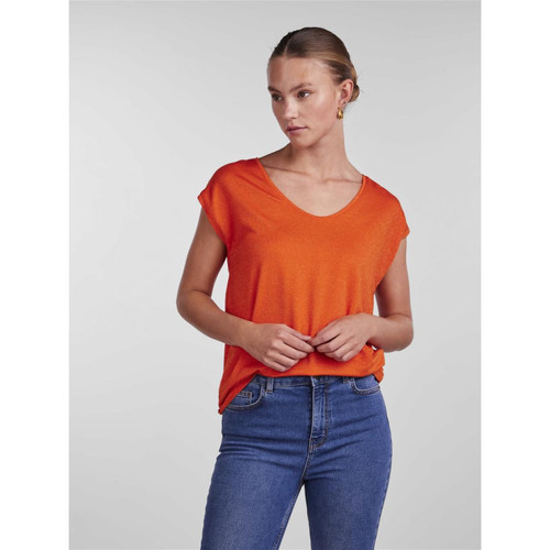 Pieces - T-shirt loose fit manches courtes orange - T-shirt manches courtes femme